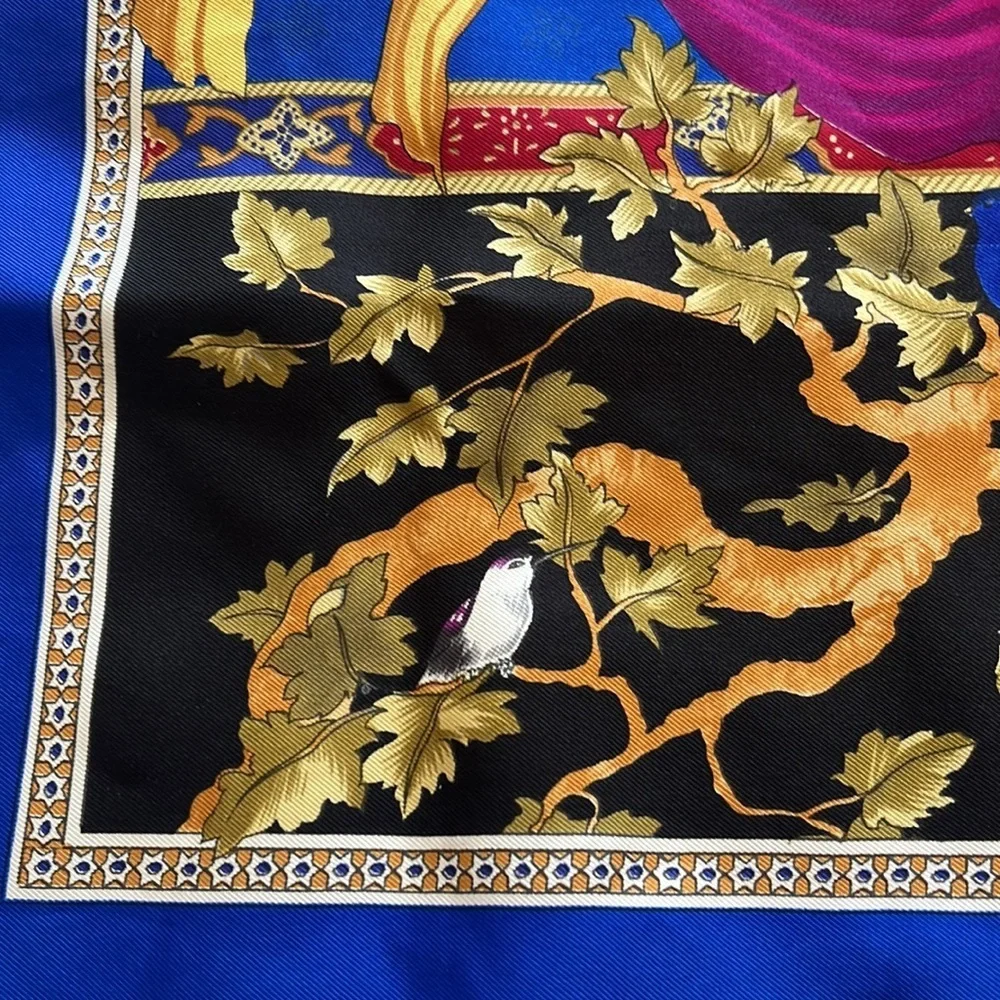 SALVATORE FERRAGAMO VINTAGE Silk Scarf Tigers Chinoiserie Asian Designer WOW!